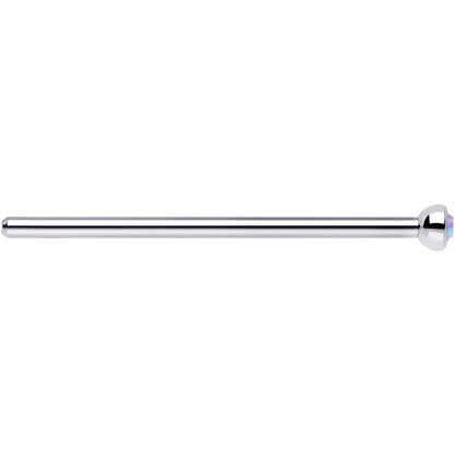 18G 3/4 Aurora CZ Steel Straight Fishtail Nose Ring 2mm