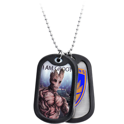 Licensed Steel Guardians and Groot Double Dog Tag Pendant Necklace