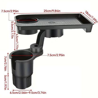 Car Cup Holder, Dual-Slot Design Seat Cup Holder, In-Car Beverage & Snack Storage Accessory, Automotive Organizer, Center Console Storage Box, Vehicle Organization Supplies, Rotating Cup Holder & Tray Extender