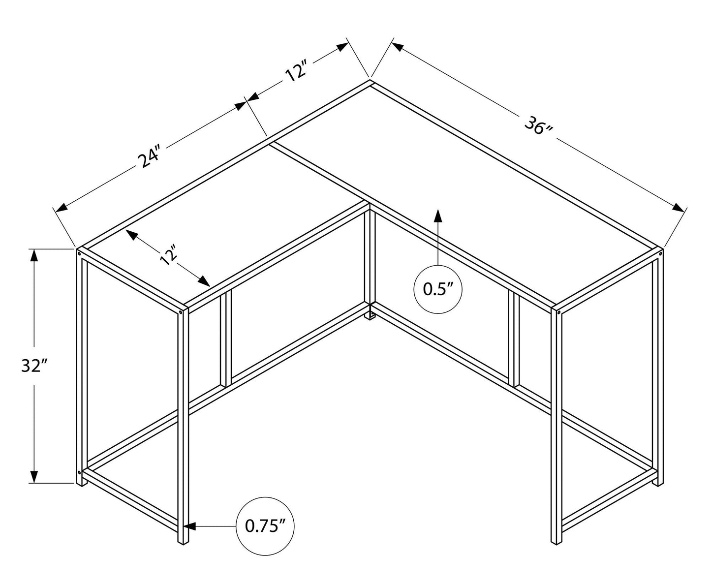 Corner Accent Console Table For Entryway, Unique L-Shaped Design