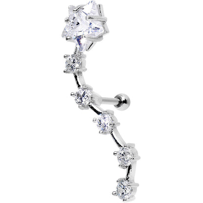 Stainless Steel CZ Shooting Star Right Tragus Cartilage Earring