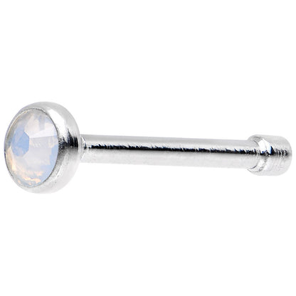 Stainless Steel 2mm White Imitation Opalite Stone Nose Bone