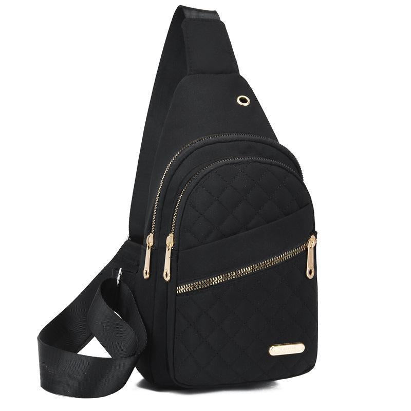 Solid Color Quilted Fanny Pack - Casual Zipper Chest Belt Bum Bag, Adjustable Sling Bag for Daily Use, Lightweight & Waterproof