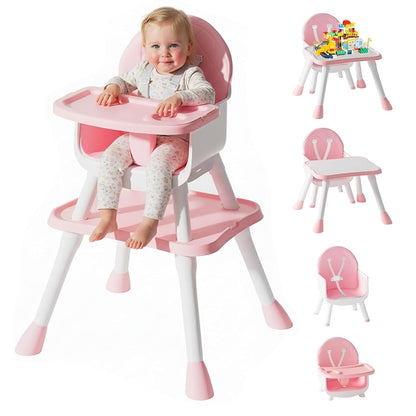6 in 1 Baby High Chair, Convertible Highchair for Babies and Toddlers (Grey)