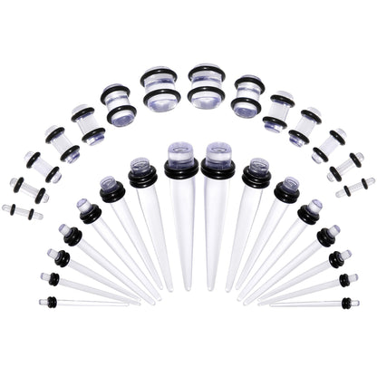 Clear Acrylic Taper Plug Kit - 32 Piece 14 to 00G Ear Stretchers