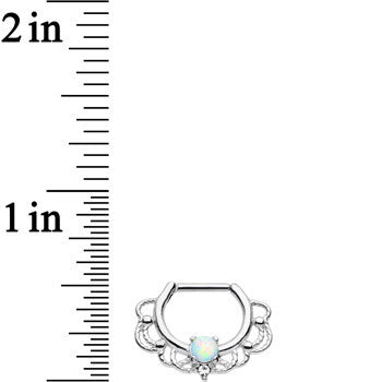 16G Clear Iridescent Imitation Opal Rope Accent Septum Clicker