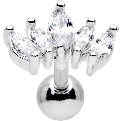 16G 1/4 Stainless Steel Clear CZ Cartilage Earring