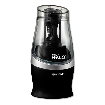 Westcott Halo Colored Pencil Non-Stick Electric Sharpener, AC-Powered, 3.5 x 6.75, Black/Silver