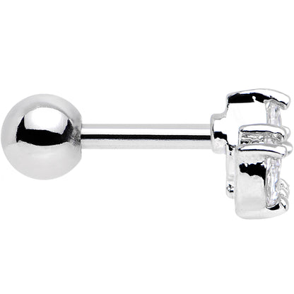 16G 1/4 Stainless Steel Clear CZ Cartilage Earring