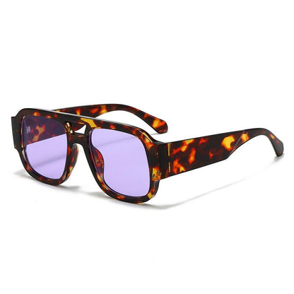 Retro Pilot Sunglasses for Men Women Double Bridge Aviation Square Sunglasses 70S Fashion Classic Sun Glasses Vintage Shades UV400 Protection