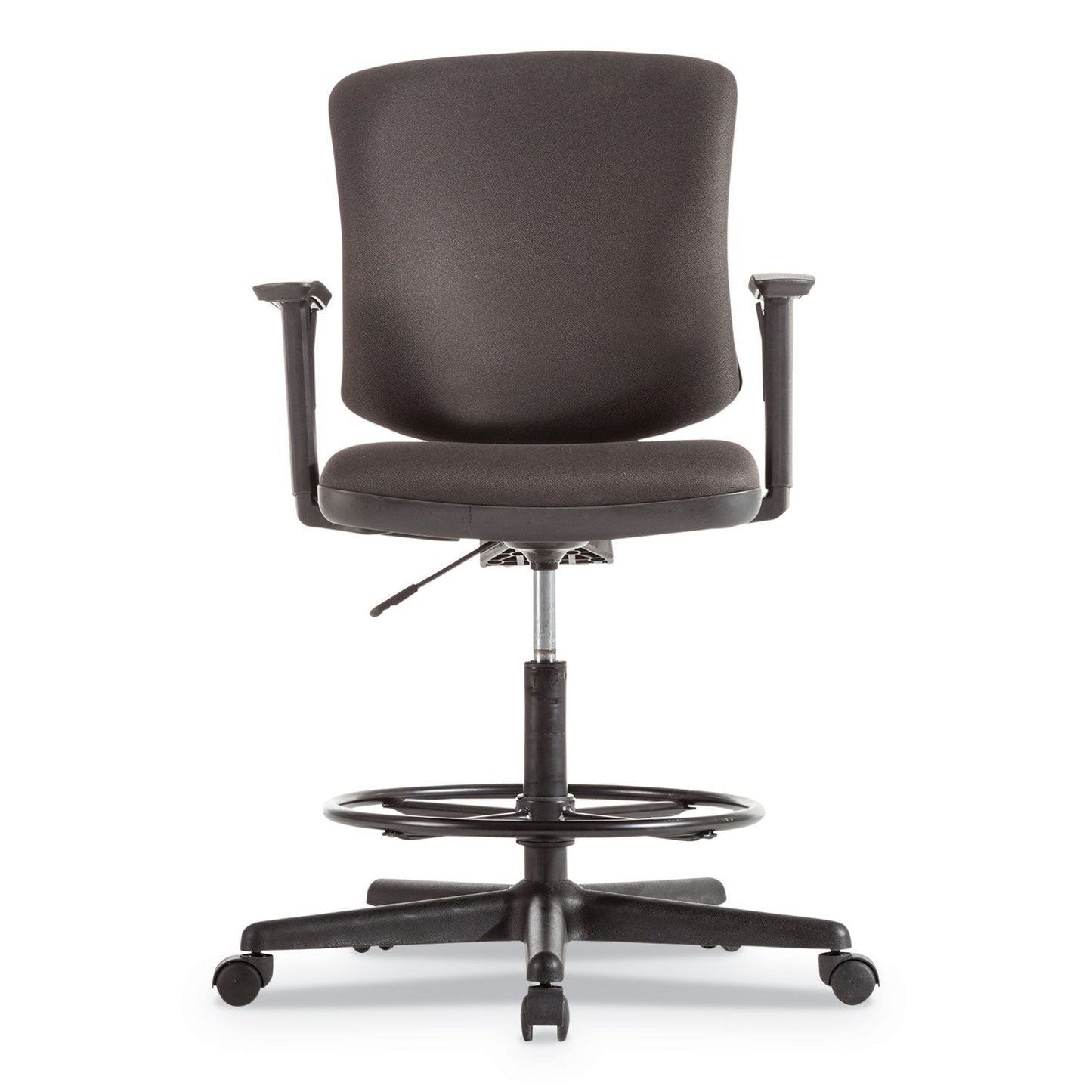 Alera Everyday Task Stool, Fabric Seat/Back, Supports Up to 275 lb, 20.9" to 29.6" Seat Height, Black