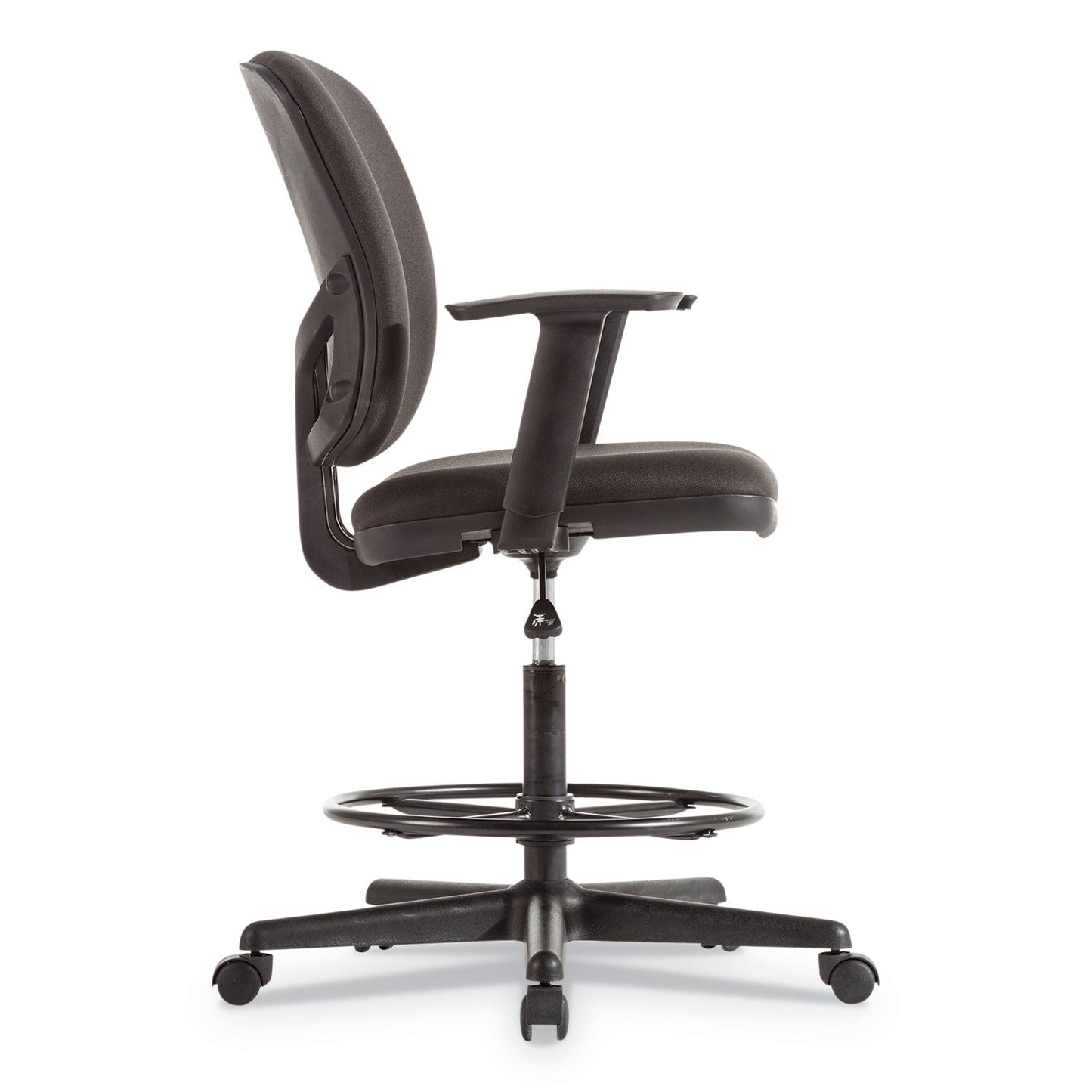 Alera Everyday Task Stool, Fabric Seat/Back, Supports Up to 275 lb, 20.9" to 29.6" Seat Height, Black