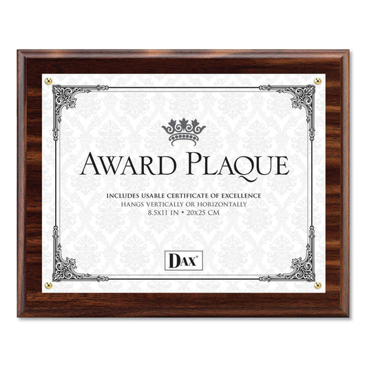 DAX Award Plaque, Wood/Acrylic Frame, Up to 8.5 x 11, Walnut