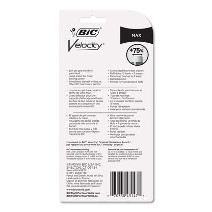 BIC Velocity Max Pencil, 0.9 mm, HB (#2), Black Lead, Assorted Barrel Colors, 2/Pack