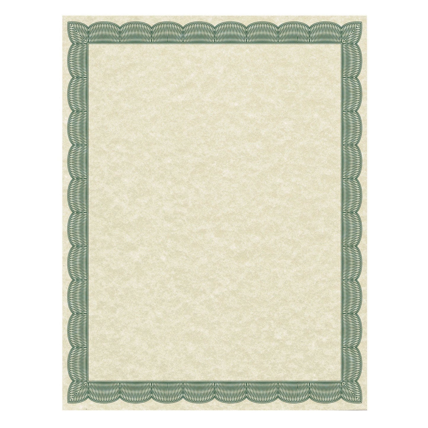Southworth Parchment Certificates, Traditional, 8.5 x 11, Ivory with Green Border, 50/Pack