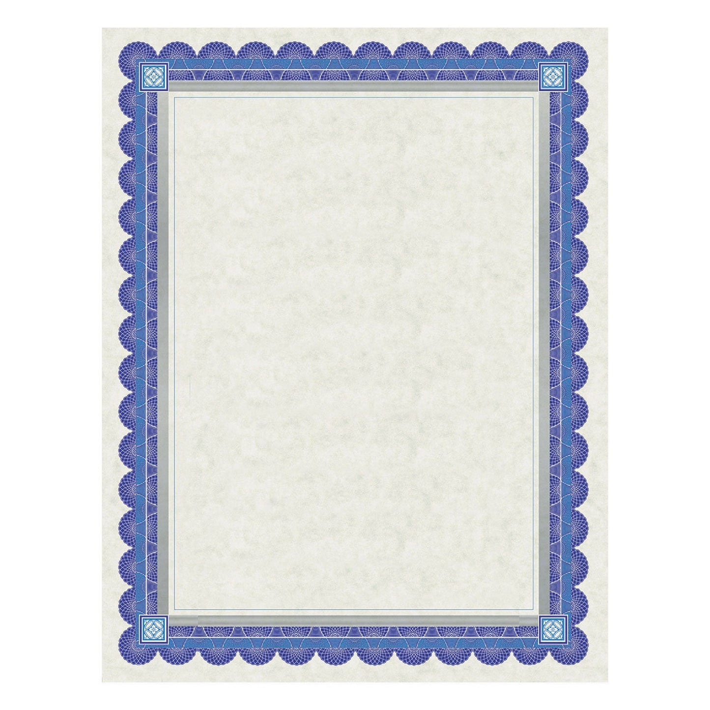 Southworth Parchment Certificates, Academic, 8.5 x 11, Ivory with Blue/Silver Foil Border, 15/Pack