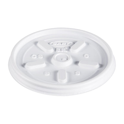 Dart Plastic Lids, Fits 8 oz to 10 oz Hot/Cold Foam Cups, Vented, White, 100/Pack, 10 Packs/Carton