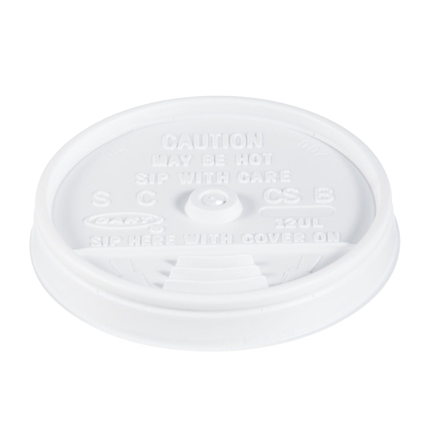 Dart Sip Thru Lids, Fits 10 oz to 14 oz Foam Cups, Plastic, White, 100/Pack, 10 Packs/Carton