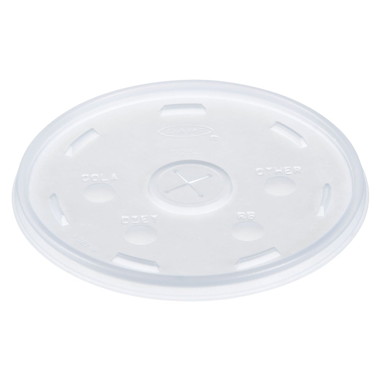 Dart Plastic Lids for Foam Cups, Bowls and Containers, Flat with Straw Slot, Fits 12-60 oz, Translucent, 100/Pack, 5 Packs/Carton