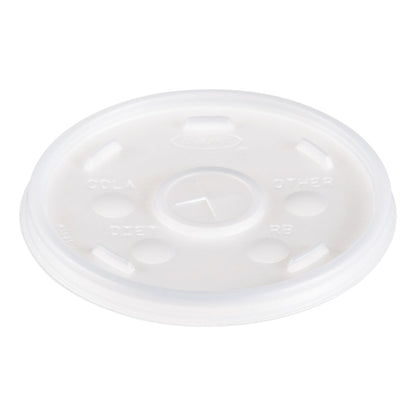 Dart Plastic Lids, Fits 12 oz to 24 oz Hot/Cold Foam Cups, Straw-Slot Lid, White, 100/Pack, 10 Packs/Carton