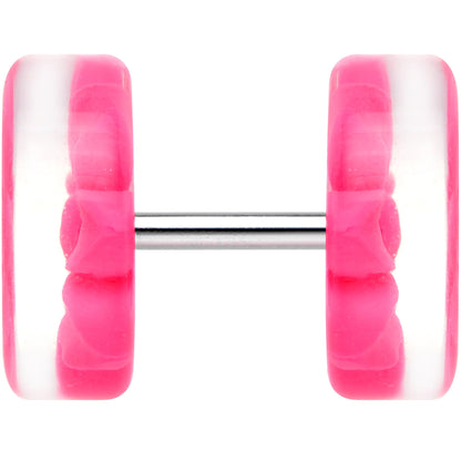 Acrylic Pretty Pink Flower Inlay Cheater Plug