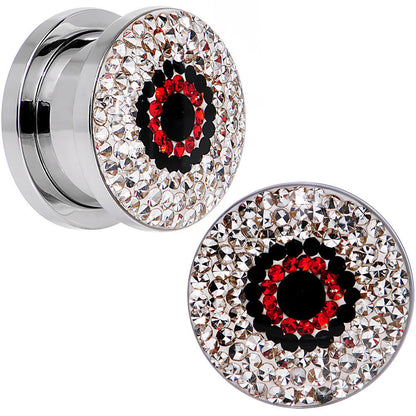 9/16 Clear Red Black Gem Look Me in the Eye Screw Fit Plug Set