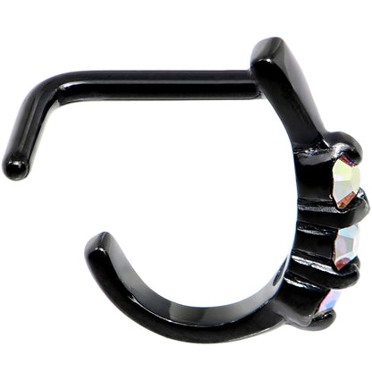 18G Aurora Gem Black PVD Faux Hoop L Shaped Nose Ring