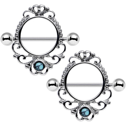 14G 3/4 Faux Turquoise Decadent Dalliance Nipple Shield Set