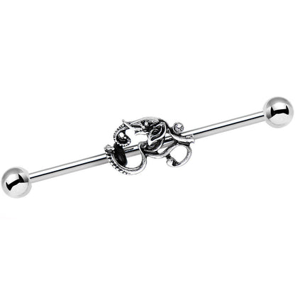14G Clear Gem Steel Aesthetic Elephant Industrial Barbell 38mm