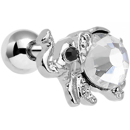 16G 1/4 Clear Gem Steel Glam Elephant Tragus Cartilage Earring
