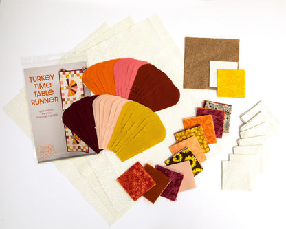 Turkey Thanksgiving Quilted Table Runner Precut Quilt Kit W/ Backing