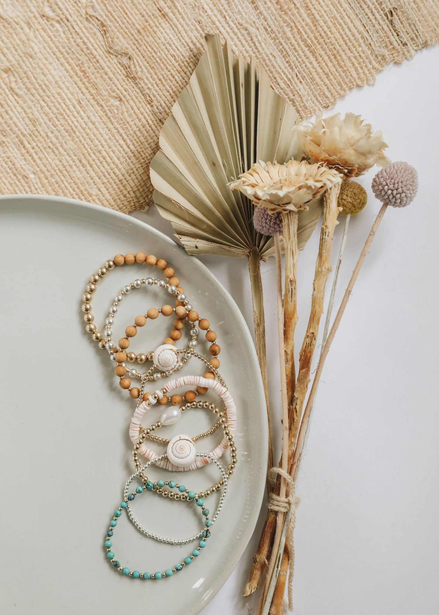 Dainty 14K Gold Filled + Sea Shell || Stretch Anklet or Bracelet