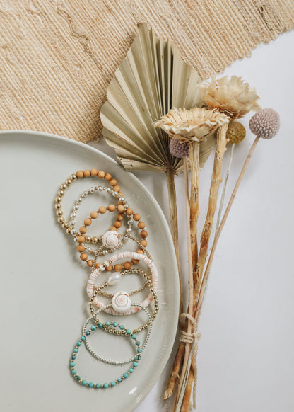 Dainty 14K Gold Filled + Sea Shell || Stretch Anklet or Bracelet