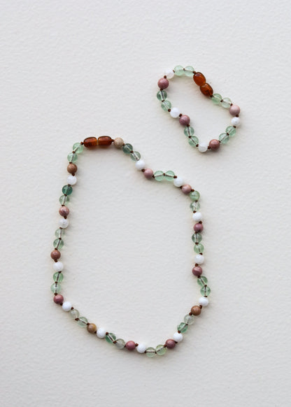 Fluorite + Moonstone + Rhodonite || Natural Gemstone Anklet or Bracelet