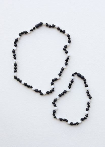 Raw Black Baltic Amber + Moonstone || Anklet or Bracelet