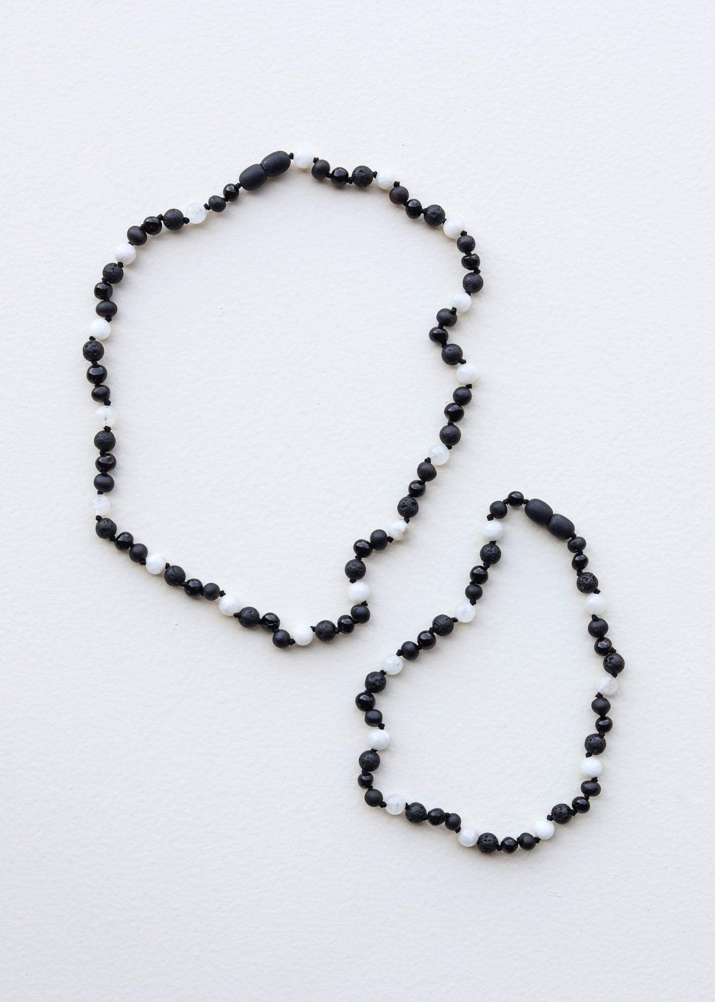 Raw Black Baltic Amber + Moonstone || Necklace