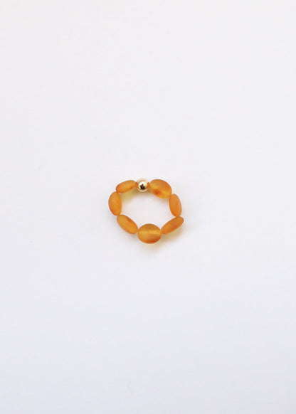 Raw Honey Baltic Amber + 14K Gold Filled || Beaded Ring Stack