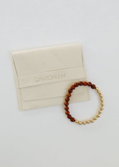 Red Jasper : 14k Gold Filled Sun + Moon || Stretch Bracelets