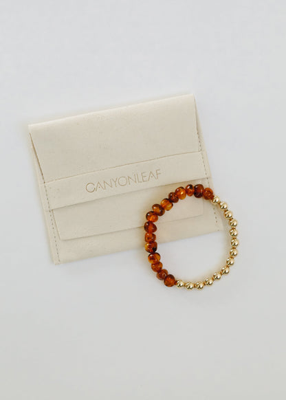 Baltic Sea Amber : 14k Gold Filled Beaded Sun + Moon || Adult Bracelets