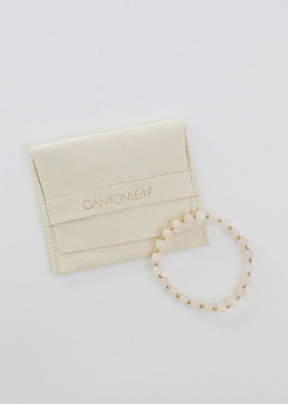 Rose Quartz : 14k Gold Filled Sun + Moon || Stretch Bracelets