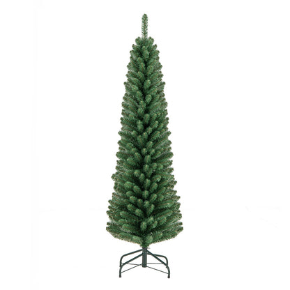 5/6/7/8 Feet Pencil Christmas Tree with 295/392/523/671 Memory Wire Branch Tips and Upgraded Metal Stand