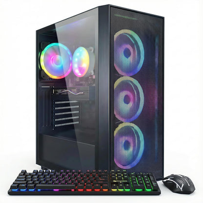 Stgaubron Gaming PC Desktop Computer, Intel Core I7 up to 3.9Ghz, Radeon RX 580 8G, 32GB RAM, 512GB SSD, Wifi 6, BT 5.0, RGB Fan X3, Windows 11 Home, White