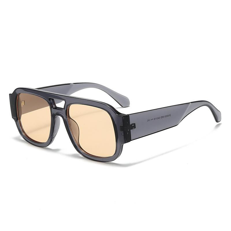 Retro Pilot Sunglasses for Men Women Double Bridge Aviation Square Sunglasses 70S Fashion Classic Sun Glasses Vintage Shades UV400 Protection