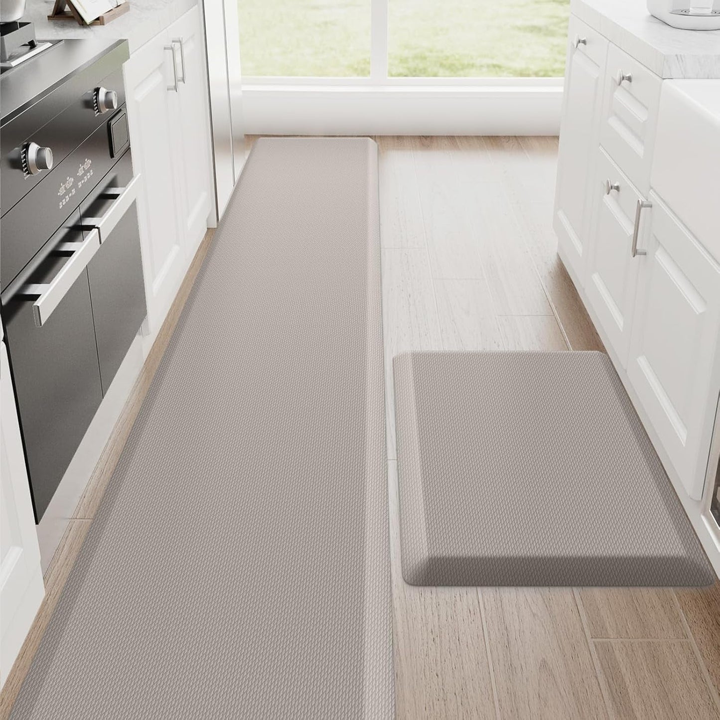 Kitchen Mats, 2PCS Kitchen Rugs, Cushioned anti Fatigue Kitchen Mats for Floor, Non-Slip Standing Desk Mat, Waterproof Kitchen Rug Set for Kitchen,20" X 32"+20" X 94.5"-Full 1Inch Thick,Black