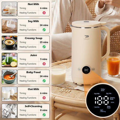 8-In-1 Multifunctional Automatic Nut Milk Machine&Coffee Maker, 27Oz Auto Self-Cleaning, Baby Food, Delay Start, Keep Warm, Boil Water – Stainless Steel, White,Soy Milk Maker for Homemade Almond, Oat, Coconut, Juice, Milkshake, Grains, Creamy Soup,Gifts