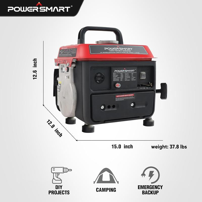 Powersmart 1200-Watt Portable Generator with Super Quiet, Ultralight for Camping, Storm Weather, PS50, Hurricane Season, Generators for House Power, Fuse Machine