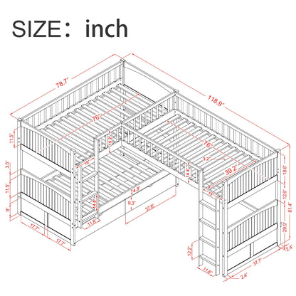 Bunk Bed With Loft And 2 Drawers