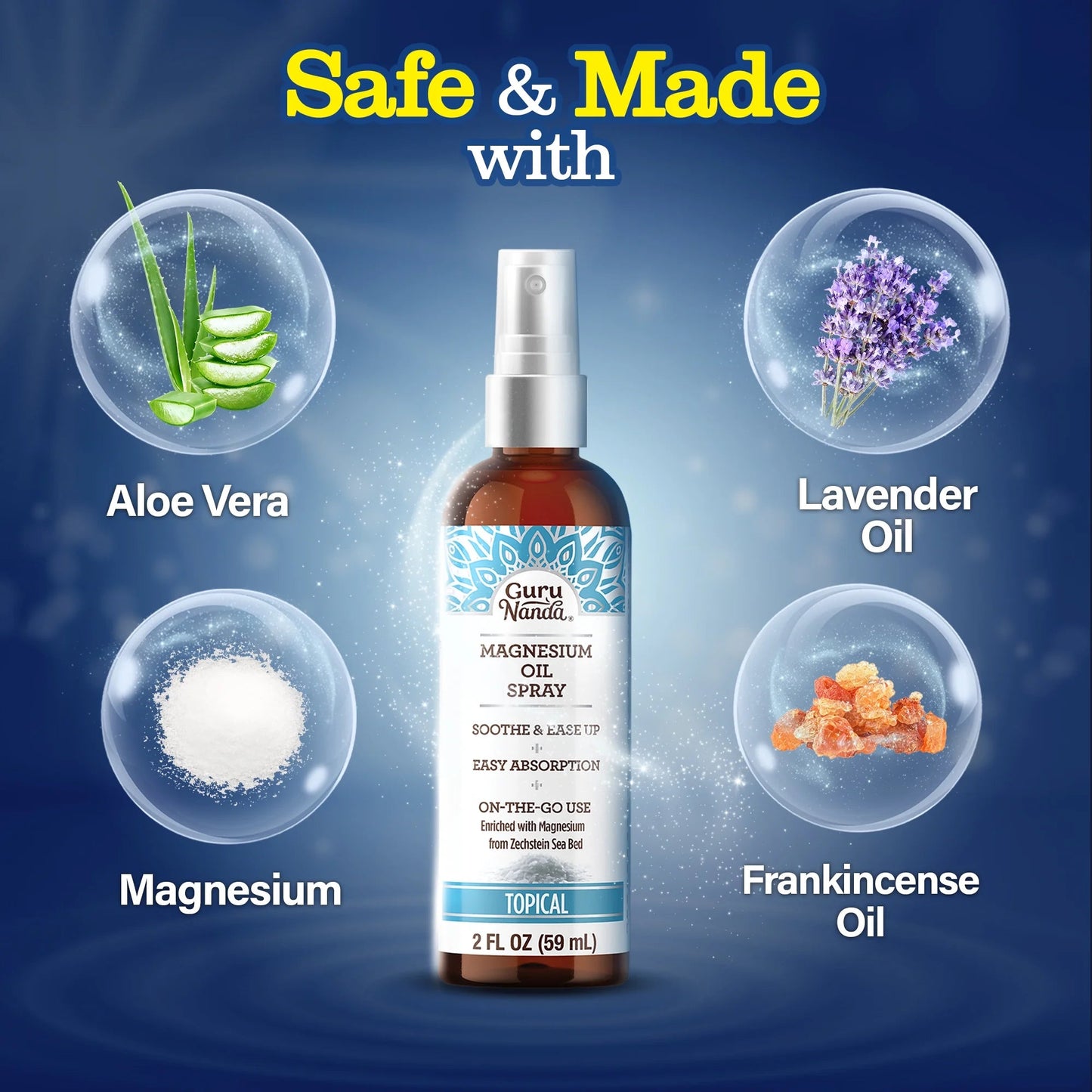 Magnesium Oil Spray for Rapid Muscle Relief & Soothing Aches - Quick Absorbing 2oz