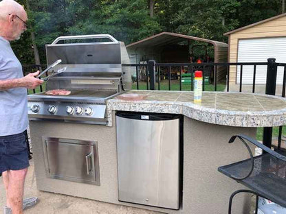 Kokomo Grill BBQ Island Maui 7'6" with 33" Round Bar, LED Lights & Built-In BBQ