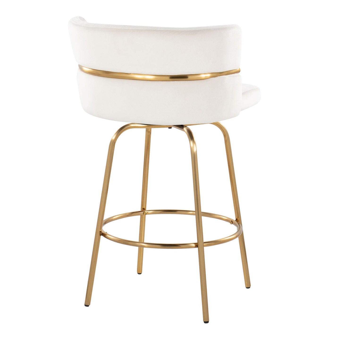 Cinch - Glam / Art Deco Fixed Height Counter Stool With Swivel With Round Footrest (Set of 2)